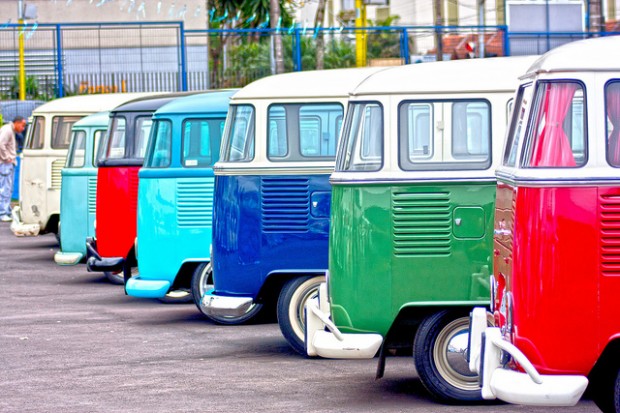 Multicolored Volkswagen Bus | Amazing Classic Cars