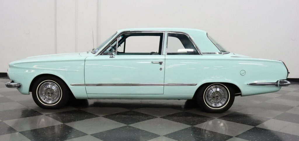1964 Plymouth Valiant side view in mint green
