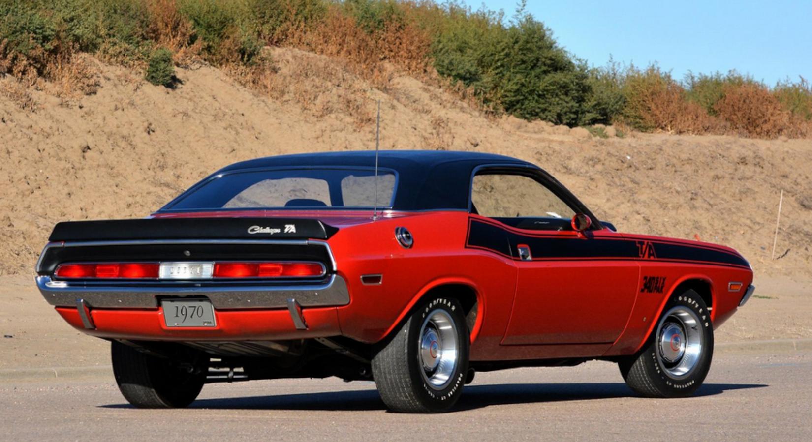 1970 Dodge Challenger rear in Bright Red